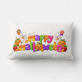 Coussin Rectangle Citrouilles et fantômes d'Halloween mignons et maï