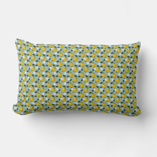 Coussin Rectangle Citrus frais et Motif de fleurs de citron (Recto)