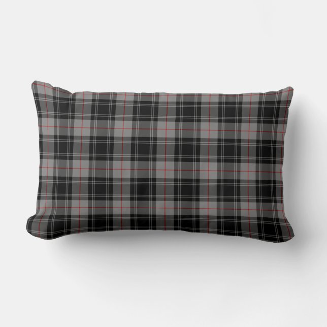 Coussin Rectangle Clan Moffat Tartan Gris et noir Plaid (Recto)