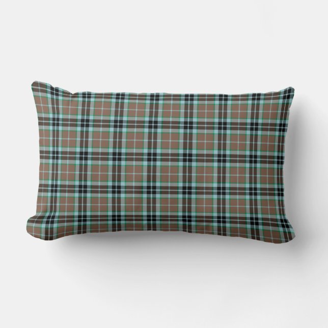 Coussin Rectangle Clan Thompson Tartan de chasse Brown et bleue (Recto)