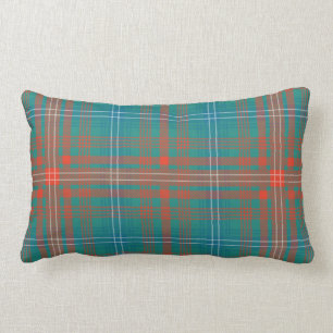 Coussin Rectangle Clan Wilson Plaid Turquoise Orange Check Tartan