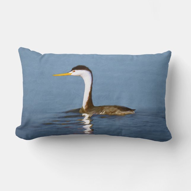 Coussin Rectangle Clark's Grebe Painting - Art original pour les ois (Recto)