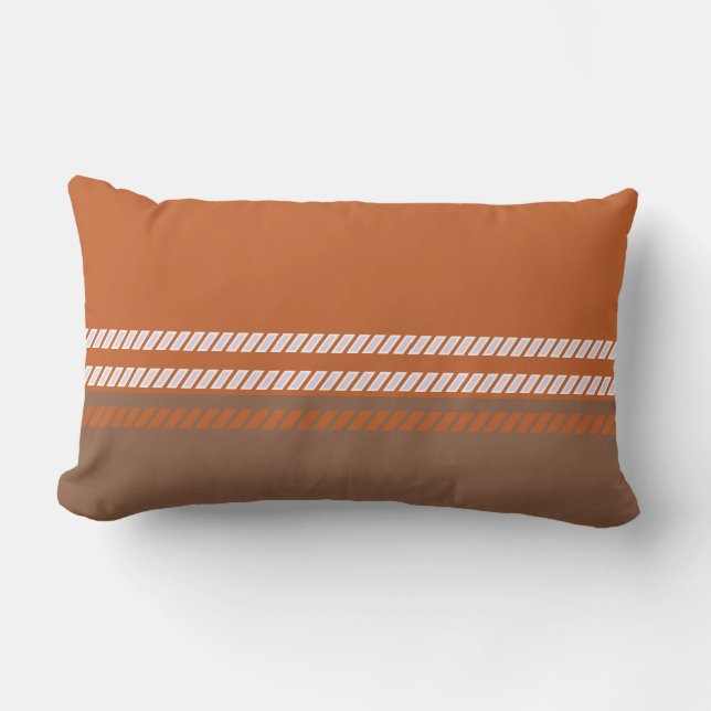 Coussin Rectangle Classic Brown and Orange with Stripes Throw Pillow (Recto)