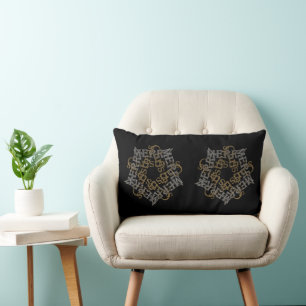 Coussin Rectangle Classic Joyeux Noël Or & Argent Star, Noir