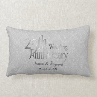 Coussin Rectangle Classic Silver Damask 25e anniversaire Mariage