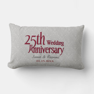 Coussin Rectangle Classic Silver Damask 25e anniversaire Mariage
