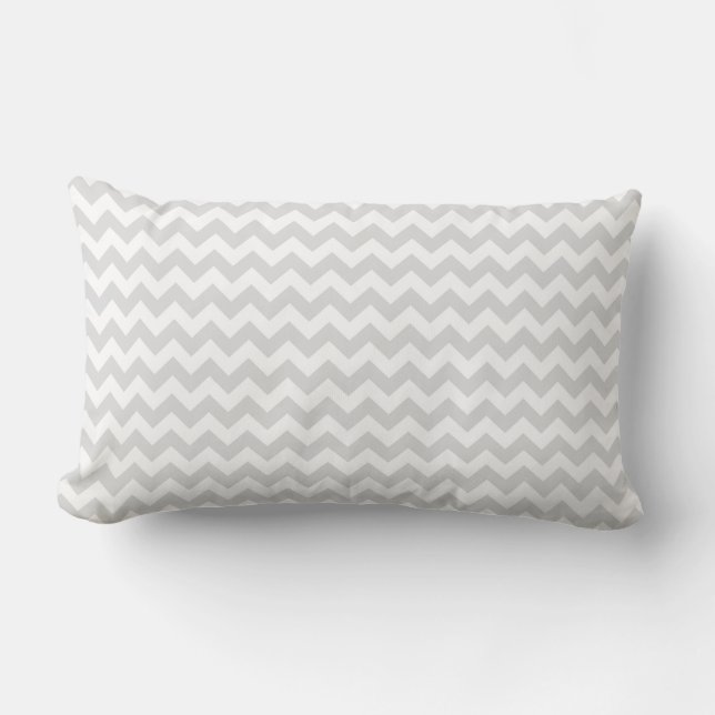 Coussin Rectangle Classique Gris Clair Blanc Mince Motif Chevron Zig (Recto)