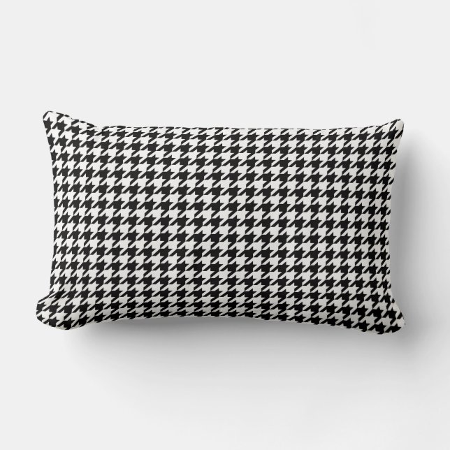 Coussin Rectangle Classique Houndstooth Noir Blanc (Recto)