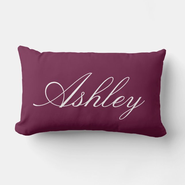 COUSSIN RECTANGLE CLASSIQUE MODERNE PERSONNALISÉ NOM RAISIN PROFOND  (Recto)