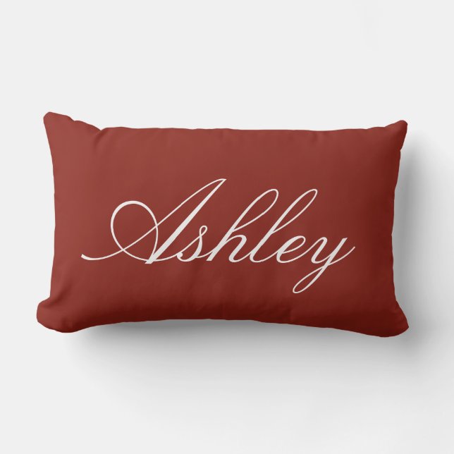 COUSSIN RECTANGLE CLASSIQUE MODERNE PERSONNALISÉ NOM ROUGE FONCÉ STY (Recto)
