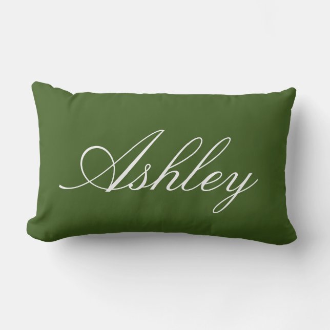 COUSSIN RECTANGLE CLASSIQUE MODERNE PERSONNALISÉ NOM VERT FONCÉ STYL (Recto)