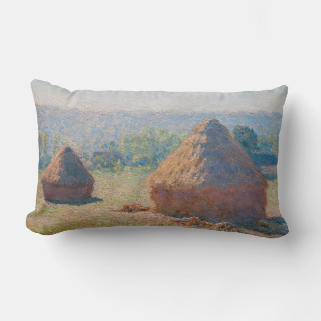 Coussin Rectangle Claude Monet - Haystacks, fin de l'été (Recto)