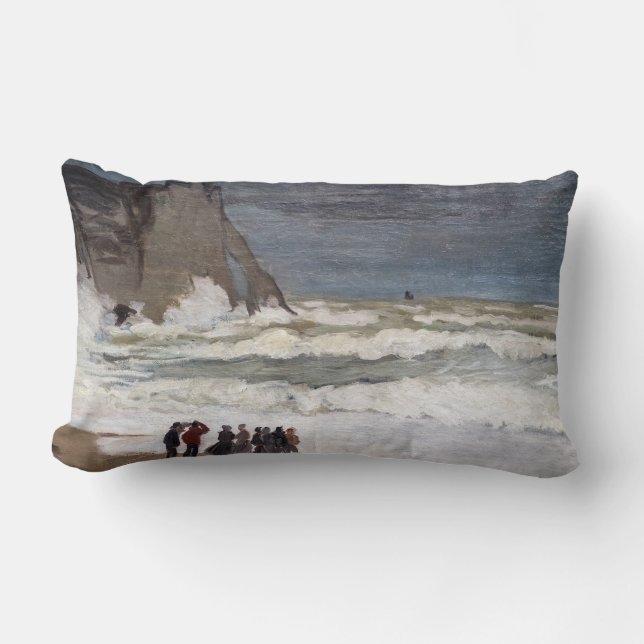 Coussin Rectangle Claude Monet - Mer agitée à Etretat (Recto)