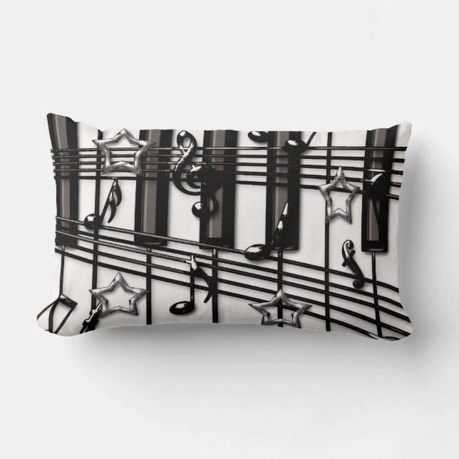 Coussin Rectangle Clavier Grand Piano avec notes de musique (Recto)