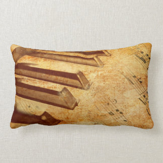 Coussin Rectangle Clés grunges de piano de feuille de musique