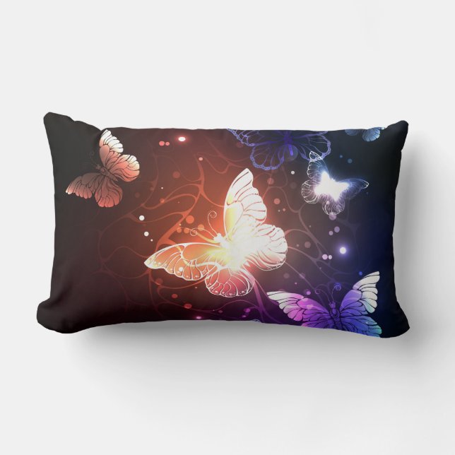 Coussin Rectangle Clowing Night Butterflies (Recto)