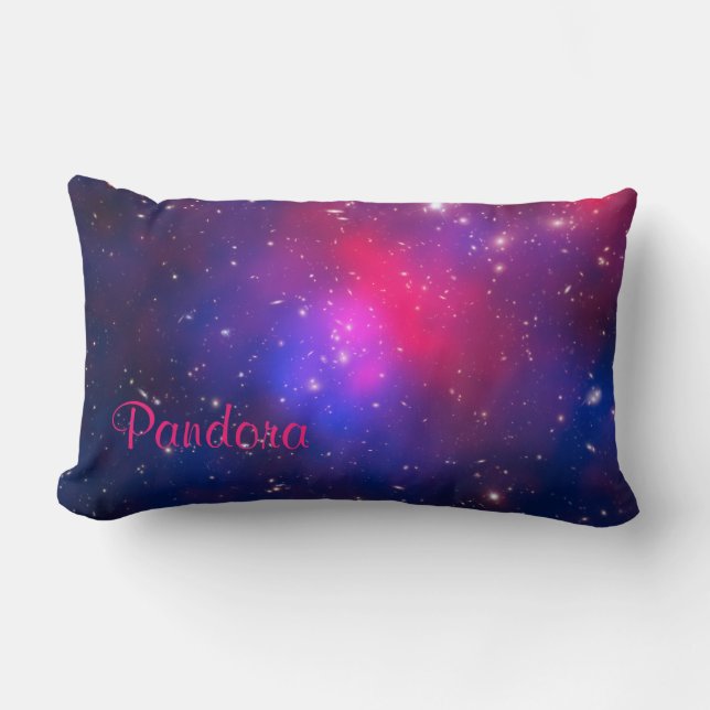 Coussin Rectangle Cluster de Pandora rose et bleu personnalisé (Recto)