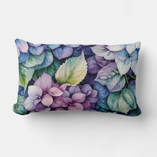 Coussin Rectangle Cluster d'hydrangée bleu et violet vibre