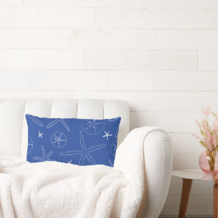 Coussin Rectangle Cobalt Blue Starfish & Sand Dollar Jeu d'oreiller