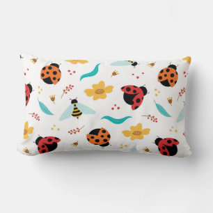 Coussin Rectangle Coccinelles Abeilles Fleurs Décoration de Maison C