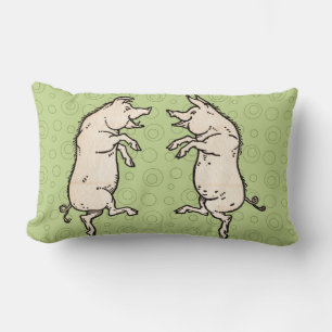 Coussin Rectangle Cochons dansants antiques : Gigue de petit cochon