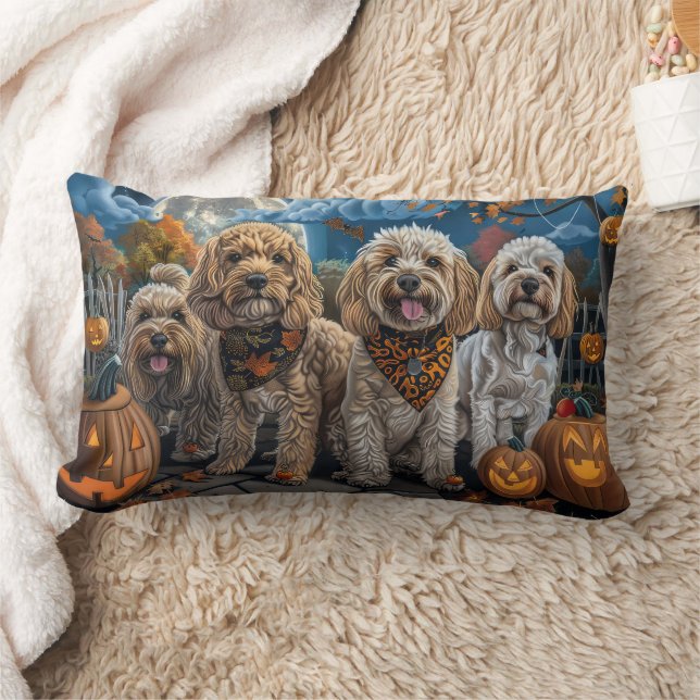 Coussin Rectangle Cockapoo Halloween Épouvantable (Couverture)