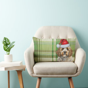 Coussin Rectangle Cockapou de Noël Amoureux des chiens Vert Vacances