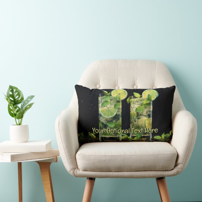 Coussin Rectangle Cocktails Mojito Texte Personnalisé (Chaise)