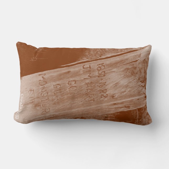 Coussin Rectangle Code drôle à un vieux marqueur de tombeau en bois  (Recto)