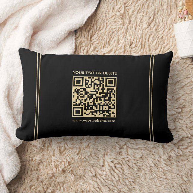 Coussin Rectangle Code QR Modèle Black & Gold personnalisé (Couverture)