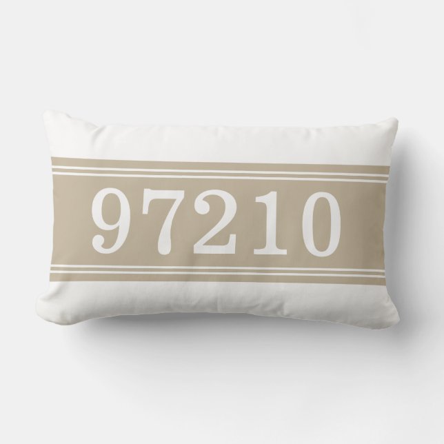 Coussin Rectangle Code Zip Tan White Nouveau Domicile Réchauffement (Recto)