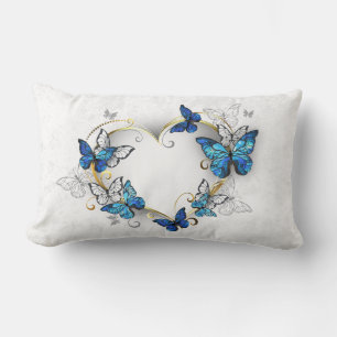 Coussin Rectangle Coeur bijoux avec papillons Morpho