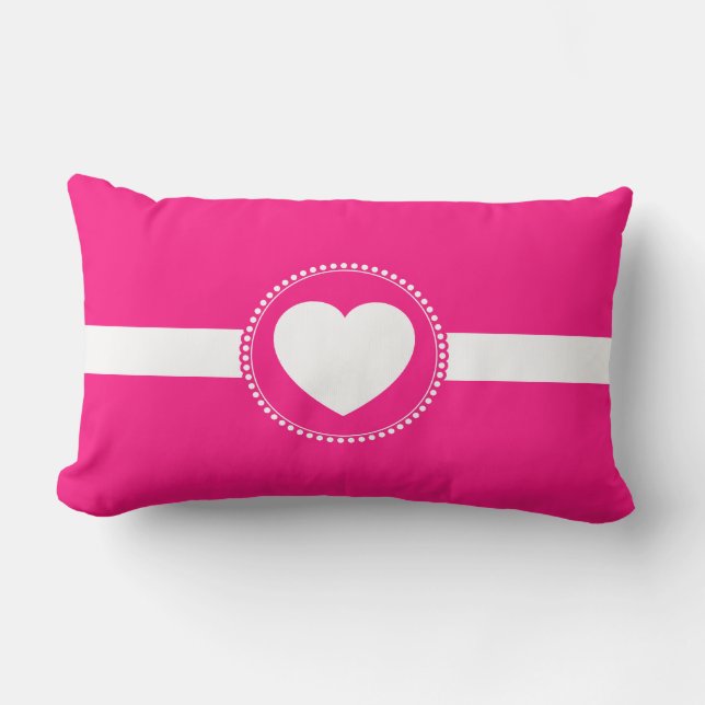 Coussin Rectangle Coeur blanc mignon en cercle cranté sur des roses (Recto)