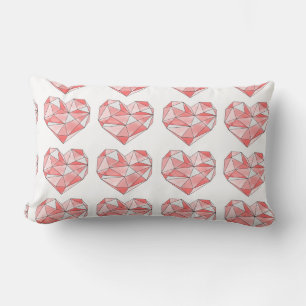 Coussin Rectangle Coeur d'aquarelle géométrique rose