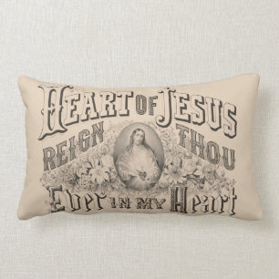 Coussin Rectangle Coeur de Jésus Religieux Vintage catholique