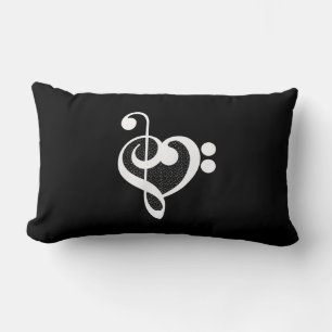 Coussin Rectangle Cœur de musique - J'aime la musique