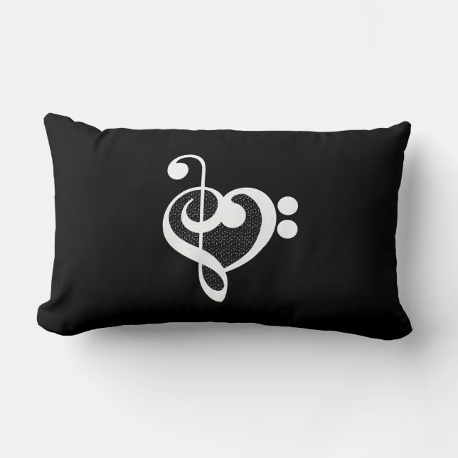Coussin Rectangle Cœur de musique - J'aime la musique (Recto)