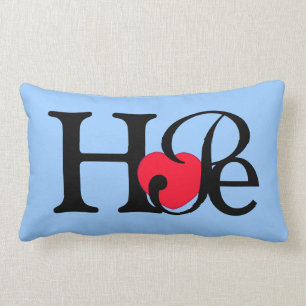 Coussin Rectangle Coeur de rouge de mot d'espoir