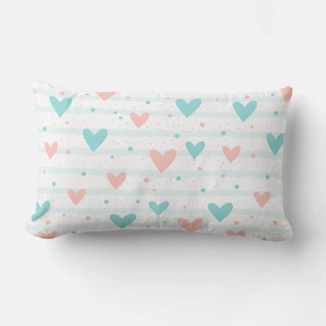 Coussin Rectangle Cœur Fantaisiste Rayé (Recto)