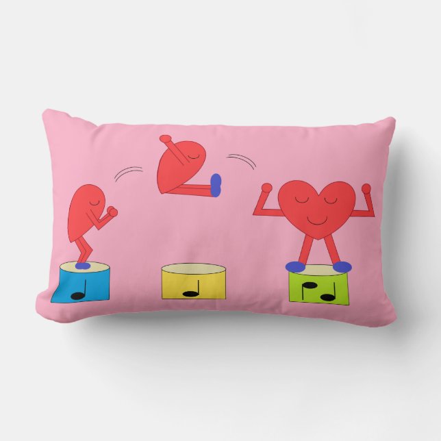 Coussin Rectangle Cœur sautant en amour : rose (Recto)