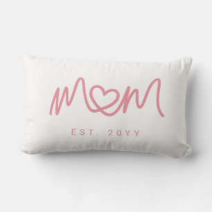 Coussin Rectangle Cœur Simple Écriture Rose Maman Nouvelle Établi