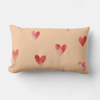 Coussin Rectangle Cœurs à l'aquarelle motif sans couture