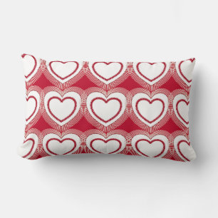 Coussin Rectangle Coeurs Abstraits modernes - Rouge et Blanc