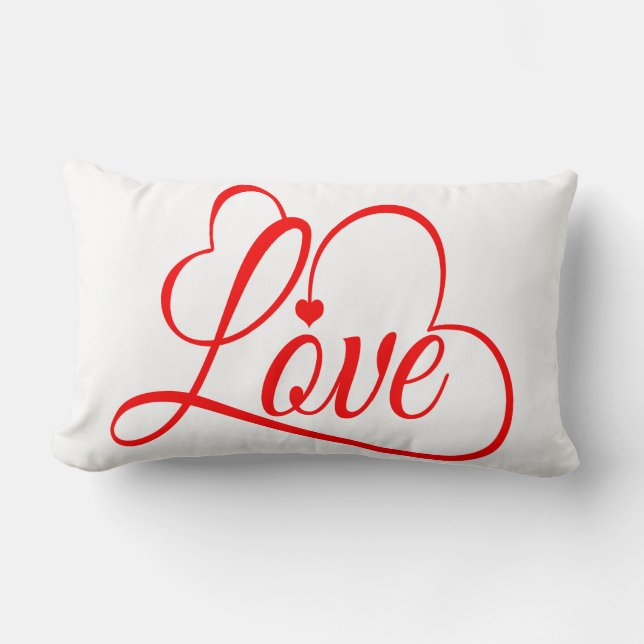 Coussin Rectangle Cœurs d'amour Rouge Et Blanc (Recto)
