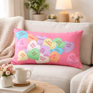 Coussin Rectangle Cœurs de conversation douillets pastel rose blush