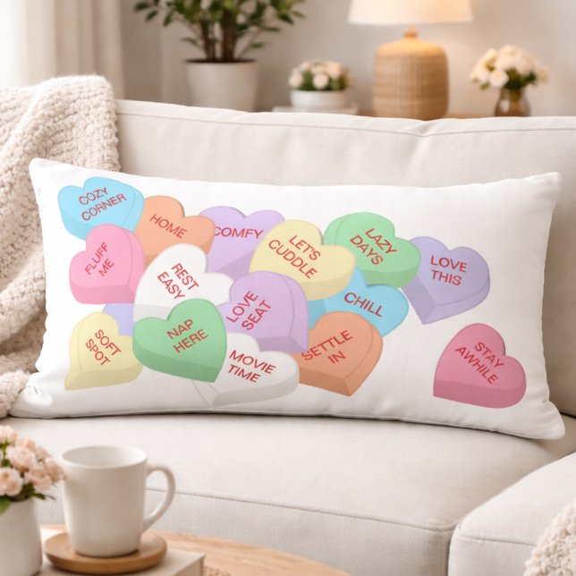 Coussin Rectangle Cœurs de Conversation Pastel Doux et Cosy (Créateur téléchargé)