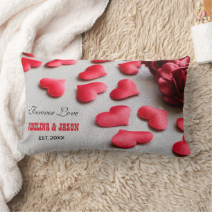Coussin Rectangle Coeurs de fleurs Aimer Nom personnalisé Valentines
