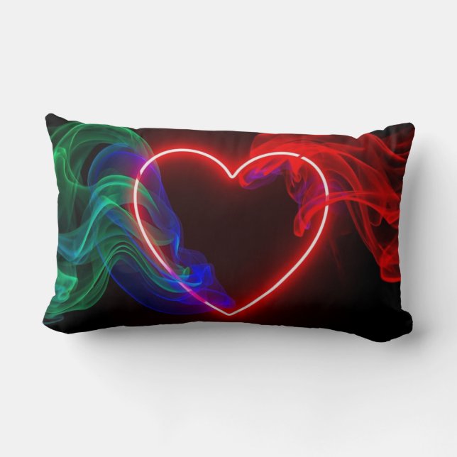 Coussin Rectangle Cœurs de la Saint-Valentin rouge fumant sur un cou (Verso)