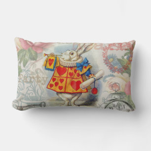 Coussin Rectangle Cœurs de Lapin Blanc Alice Classique