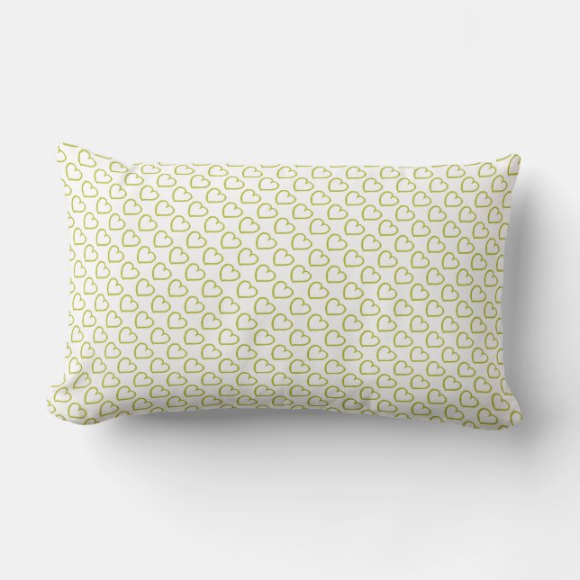 Coussin Rectangle Coeurs dessinés à la main motif vert sur blanc (Recto)